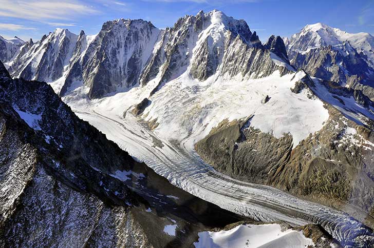 Les glaciers de haute altitude du Mont Blanc ne sont plus pargns