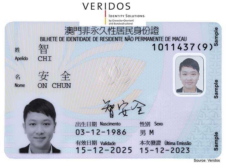 Veridos fournit la dernière génération de cartes d’identité numériques à Macao